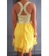 Koucla yellow sequin-embedded party dress