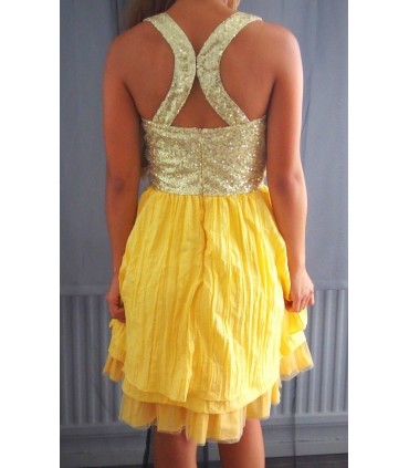 Koucla yellow sequin-embedded party dress