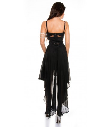 Koucla black high low chiffon dress with slits
