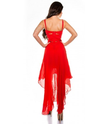 Koucla red high low chiffon dress with slits