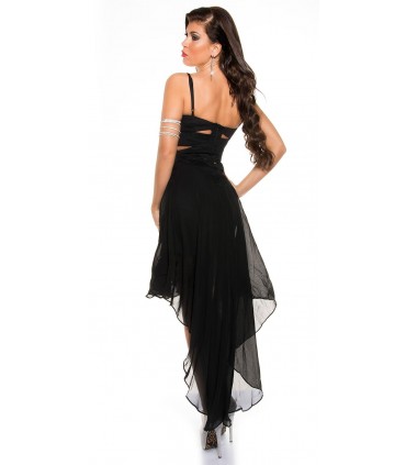 Koucla black high low chiffon dress with slits