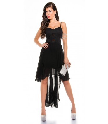 Koucla black high low chiffon dress with slits