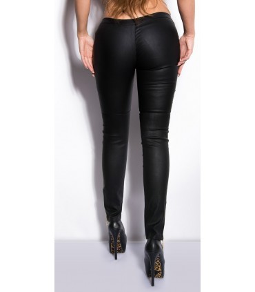 Koucla black wetlook treggings with zippers