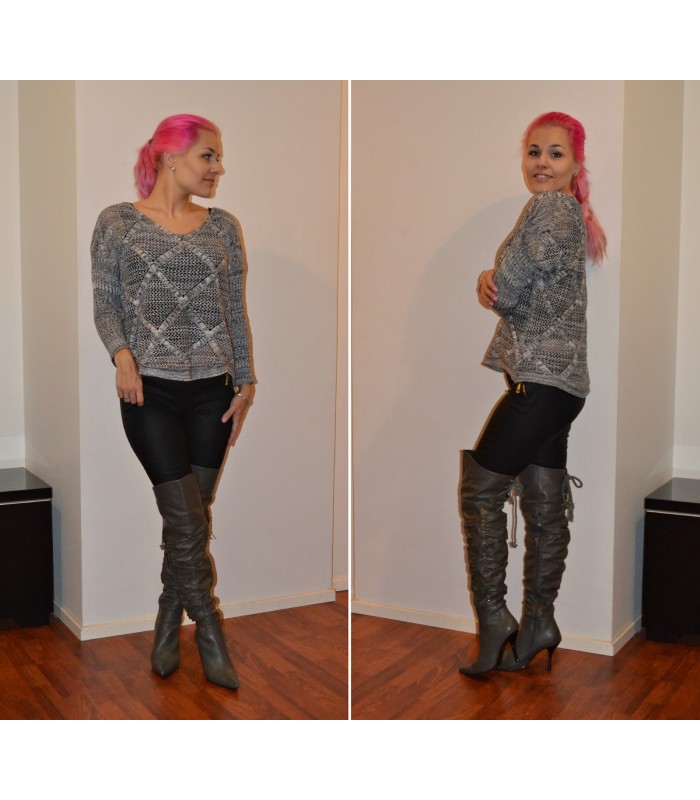 Koucla mustat wetlook treggingsit vetoketjuilla