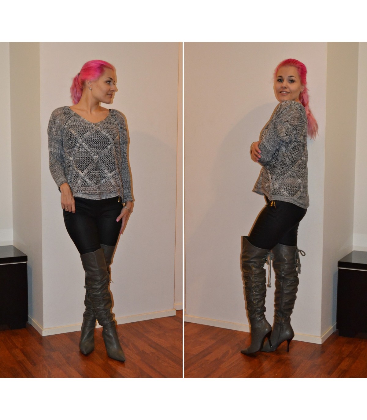 Koucla black wetlook treggings with zippers