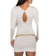 Koucla white rhine-lying v-knit dress with back opening