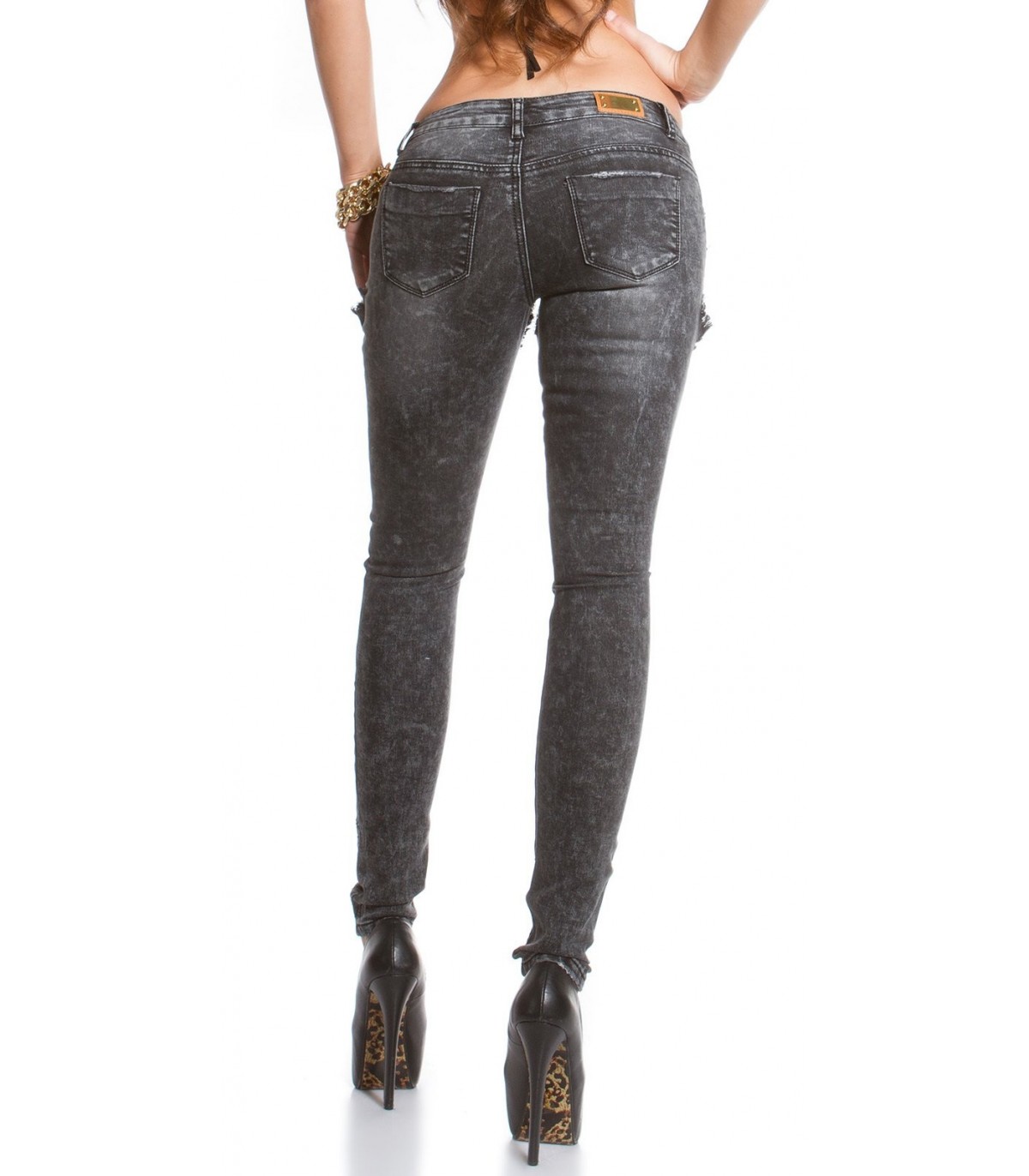 Koucla lace-orned rhine-lace jeans