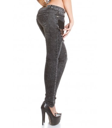 Koucla lace-orned rhine-lace jeans