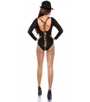Koucla black leopard long-sleeved henxelbody