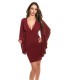 Koucla burgundy v-dress with scarf sleeves