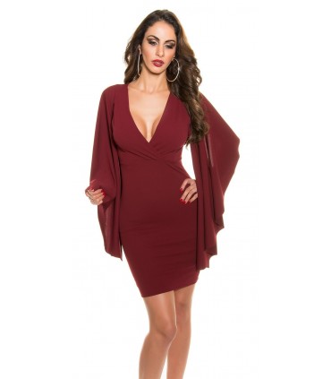 Koucla burgundy v-dress with scarf sleeves