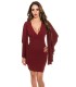 Koucla burgundy v-dress with scarf sleeves