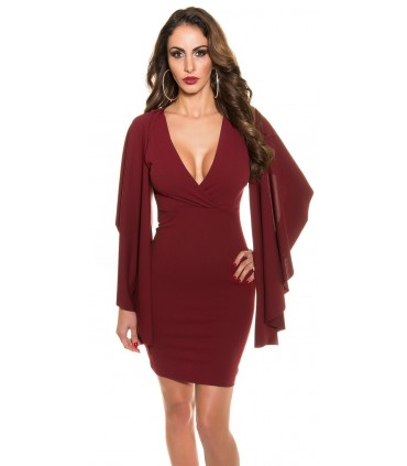 Koucla burgundy v-dress with scarf sleeves