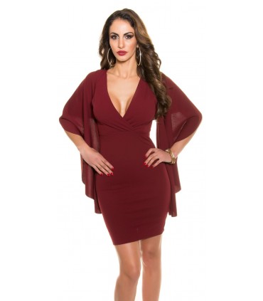 Koucla burgundy v-dress with scarf sleeves