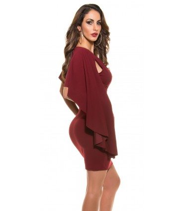 Koucla burgundy v-dress with scarf sleeves