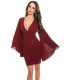 Koucla burgundy v-dress with scarf sleeves