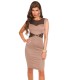 Koucla cappuccino mesh and lace-orned dress