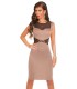 Koucla cappuccino mesh and lace-orned dress