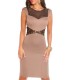 Koucla cappuccino mesh and lace-orned dress