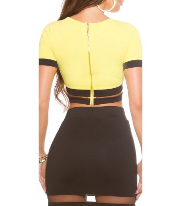 Koucla short-sleeved short shirt with slits