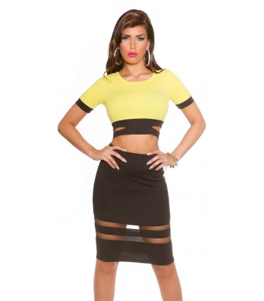 Koucla short-sleeved short shirt with slits