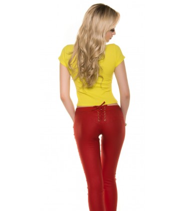 Koucla yellow short-sleeved cut-out shirt