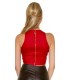 Koucla red short leather log top with chains