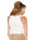 Koucla white short leather log top with chains