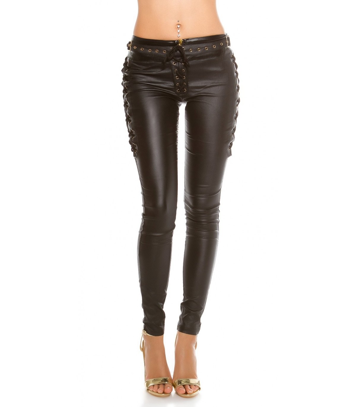 Koucla nodder-like belt leather pants