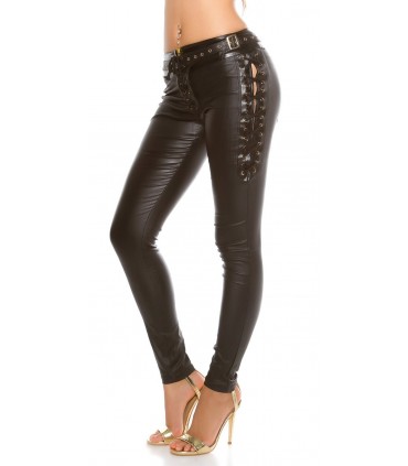 Koucla nodder-like belt leather pants