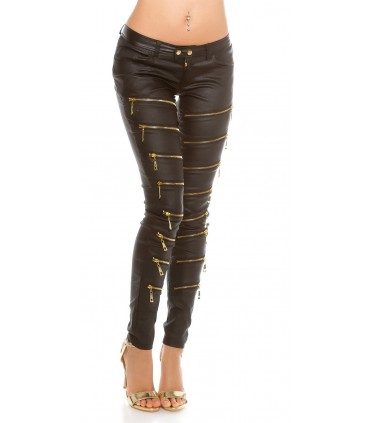 Koucla zip-up push-up leather trousers