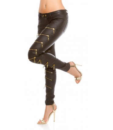 Koucla zip-up push-up leather trousers