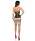 Koucla beige black lace-orned peplum dress