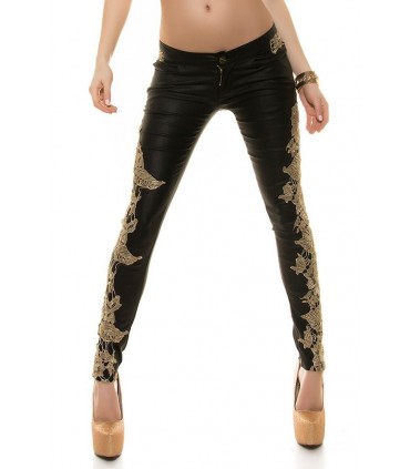 Koucla decorative embellishment leather trousers