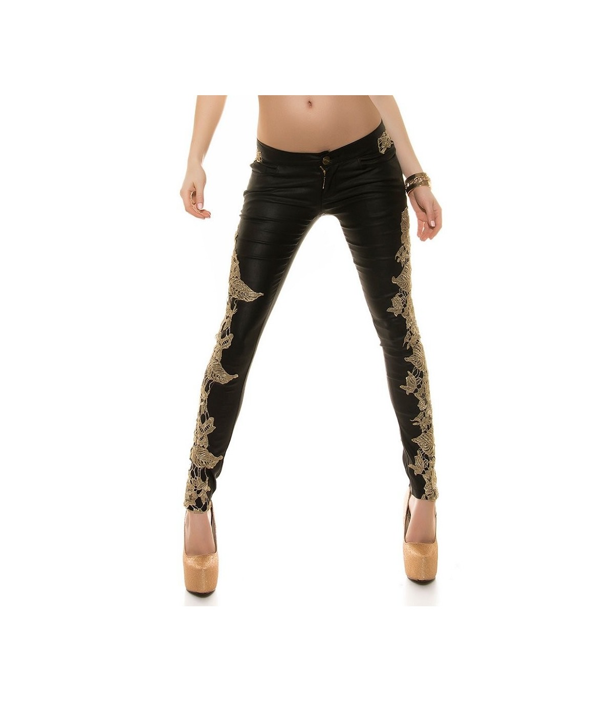 Koucla decorative embellishment leather trousers