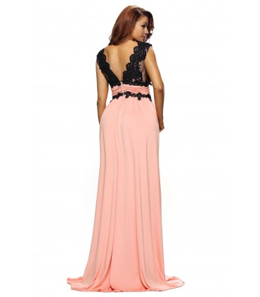 Lace-ed long v-party dress