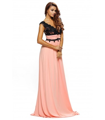 Lace-ed long v-party dress