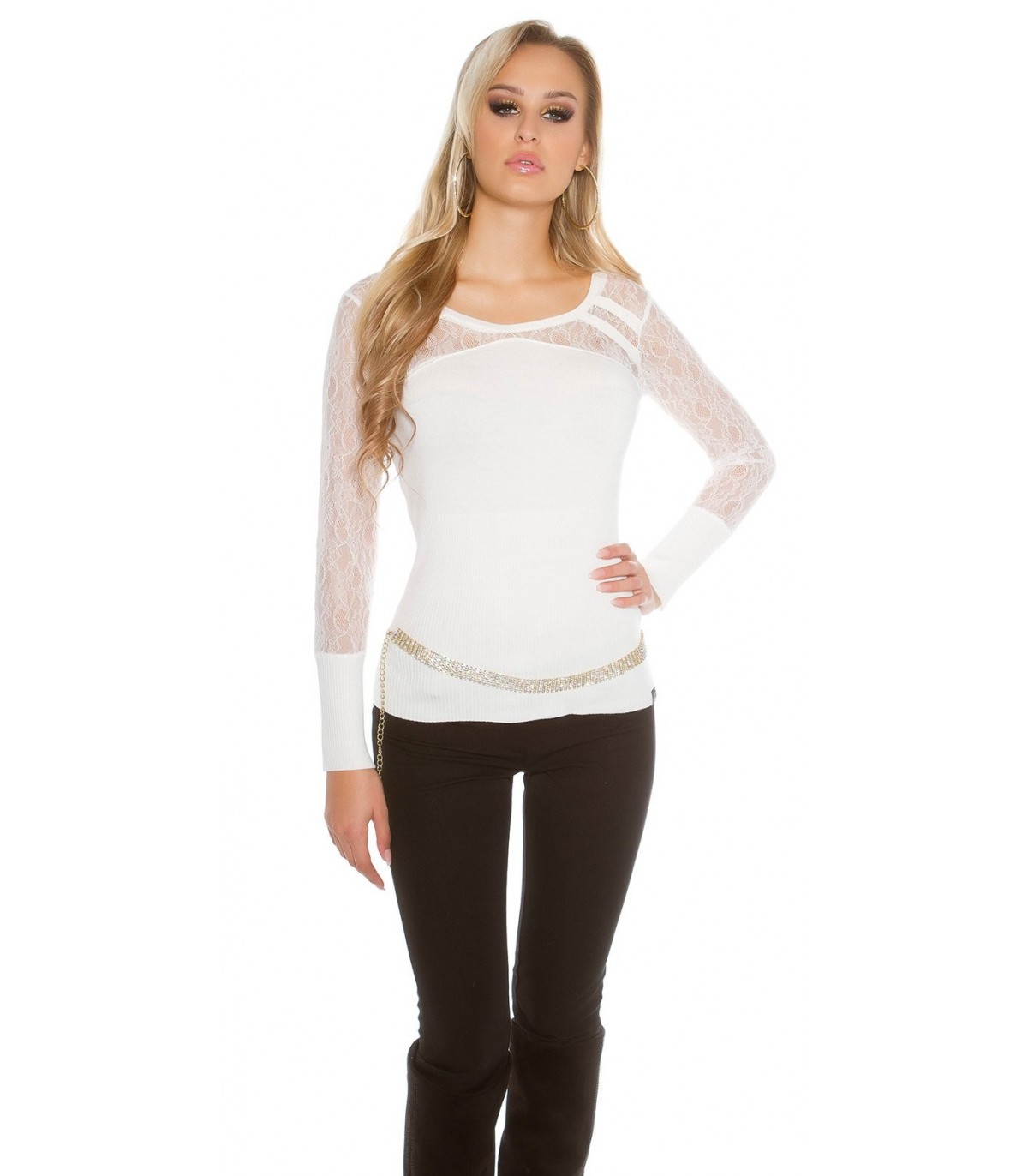 Koucla white knit with lace