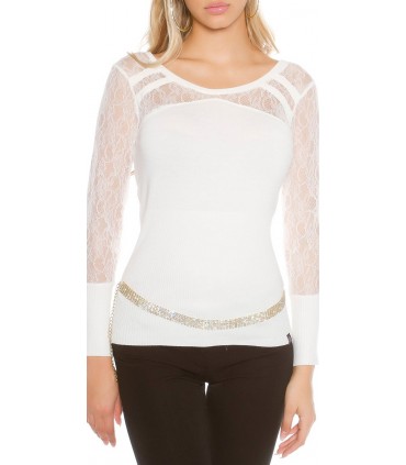 Koucla white knit with lace