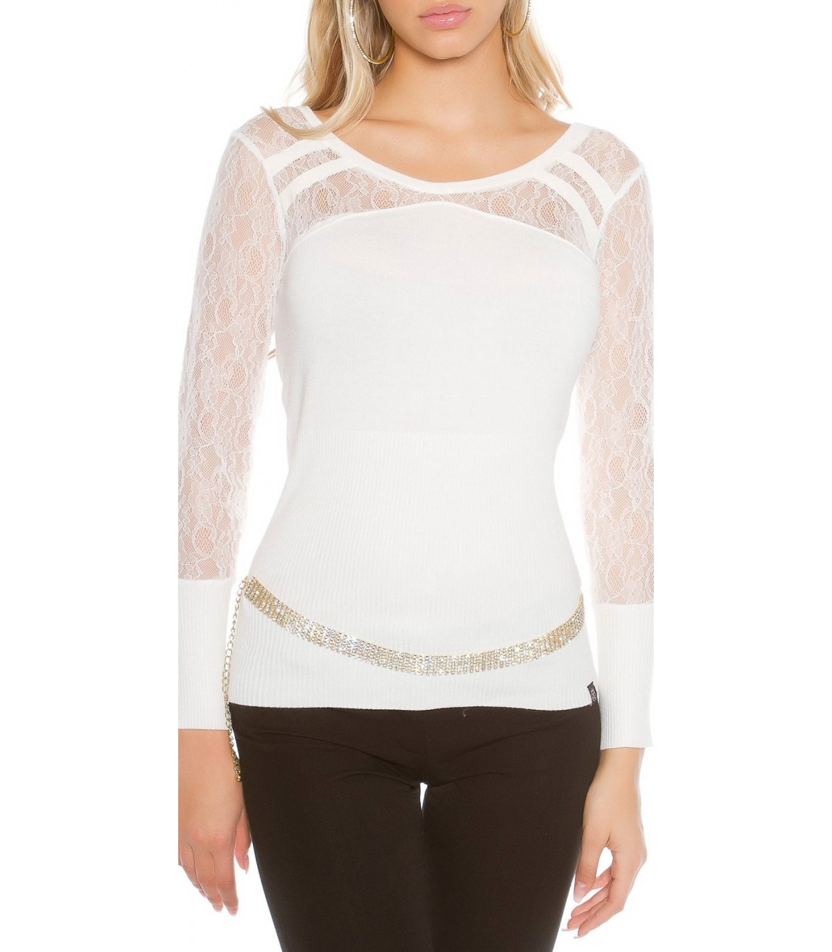 Koucla white knit with lace