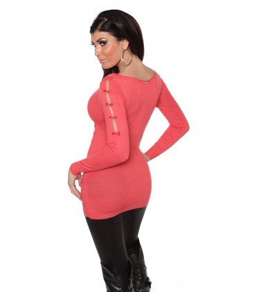 Koucla koralli v-wrap-neule ruseteilla