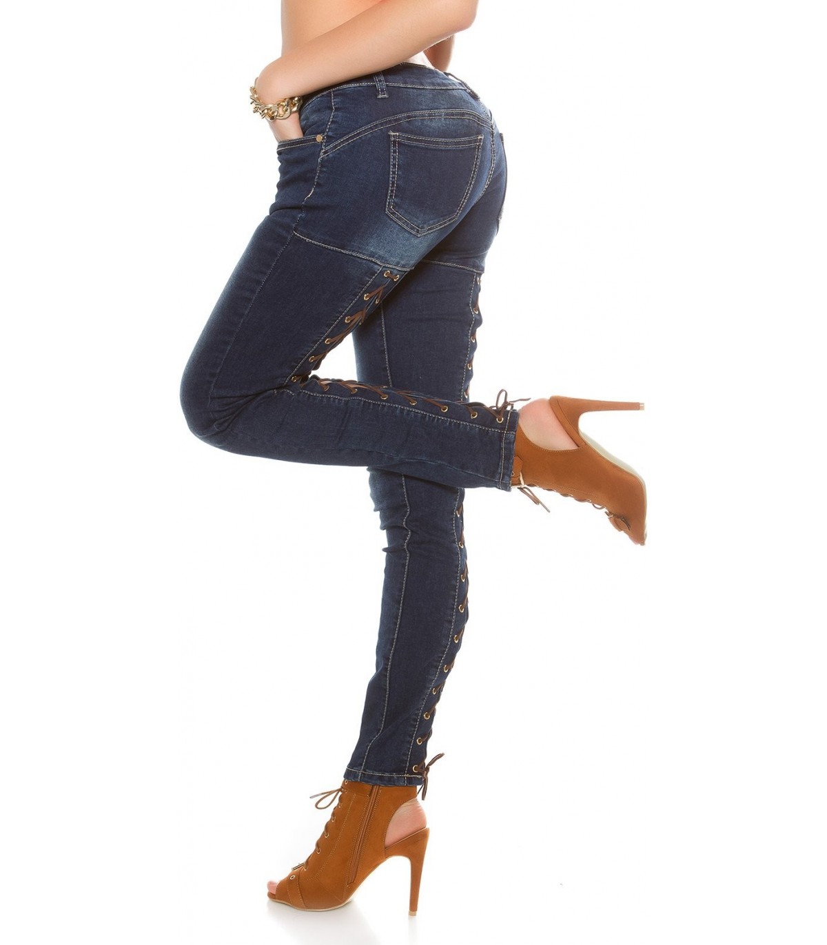 Koucla blue nod-rised push-up jeans