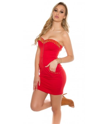 Koucla a red stiletto-colored dress