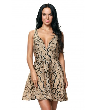 Khaki jacard skater dress