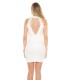 Koucla white decorative embroidered mesh ribb dress