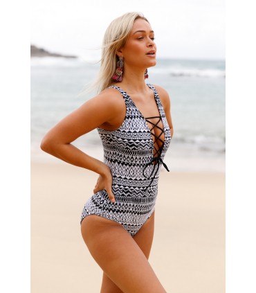 Black and white nodded swimsuit