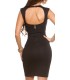 Koucla black decorative embroidered v-party dress