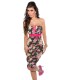 Koucla black strapless floral patterned dress