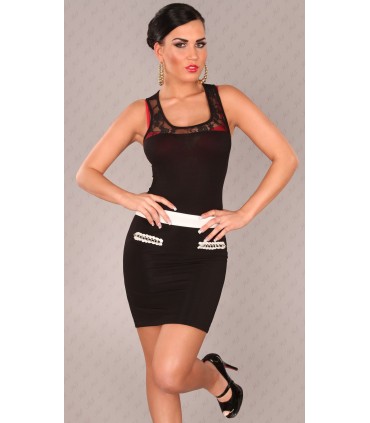 Black chain-encended mini skirt