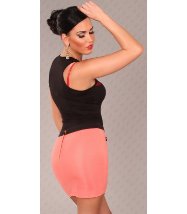 Coral chain-encended mini skirt